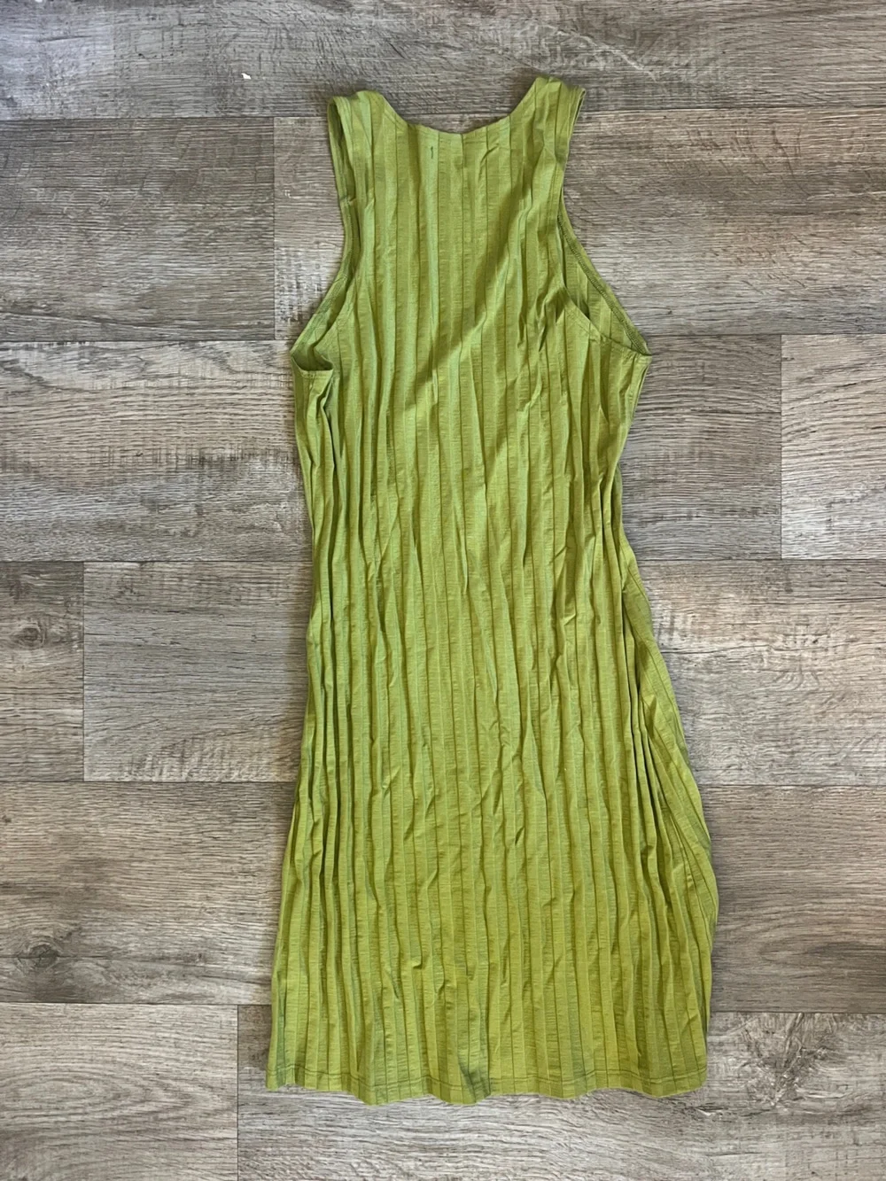 Reformation Mel Ribbed Tank Dress in Chartreuse Green